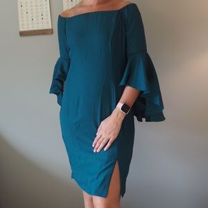 Green Off The Shoulder Dress - image 1